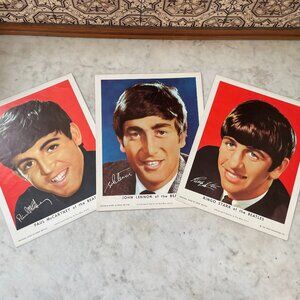 VINTAGE 1964 Beatles Lithos by Louis F. Dow Co - Paul, John & Ringo